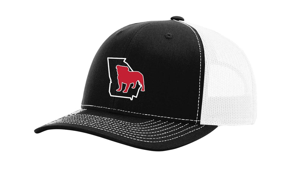 It's All About The South Georgia Outline with Bulldog Mesh Back Trucker Hat-Black/White