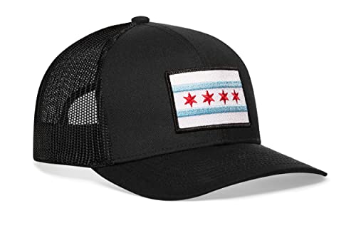 HAKA Chicago Flag Hat – Chicago Trucker Hat for Men & Women, Adjustable Baseball Cap, Mesh Snapback, Outdoor Golf Hat - Black