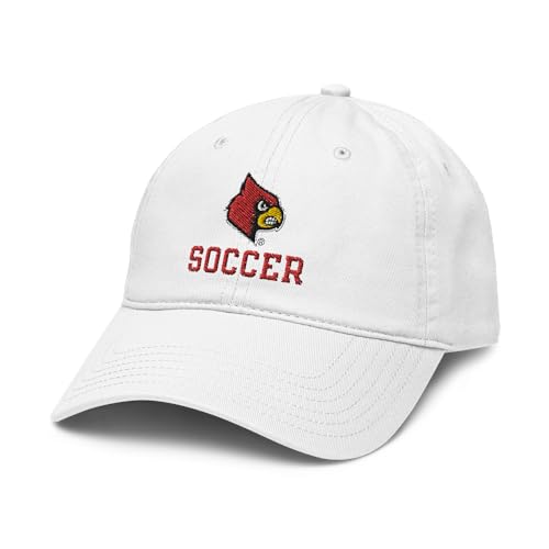 Elite Authentics Louisville Cardinals Soccer Officially Licensed Adjustable Baseball Hat, White, One Size