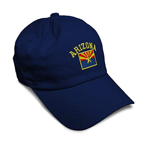 Soft Baseball Cap Arizona State Flag Letters Embroidery United States Twill Cotton Embroidered Dad Hats for Men & Women Navy Design Only