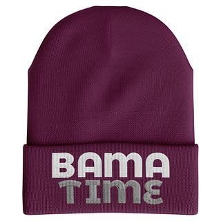 Bama Time Beanie Hat for Men, Alabama Football Hat, Fully Embroidered