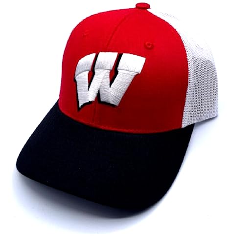 University Wisconsin Hat Two Tone Adjustable Classic Mesh Trucker Badgers Cap Multicolor