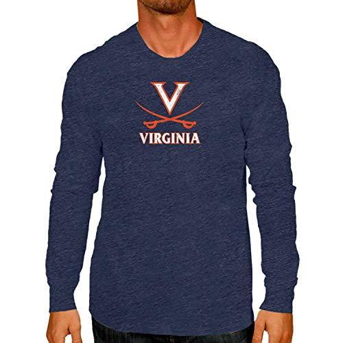 Campus Colors NCAA MVP Adult Long-Sleeve Shirt - Cotton & Polyester - Durable and Lightweight - Stylish Comfort for Game Days (Virginia Cavaliers - Blue, X-Large)