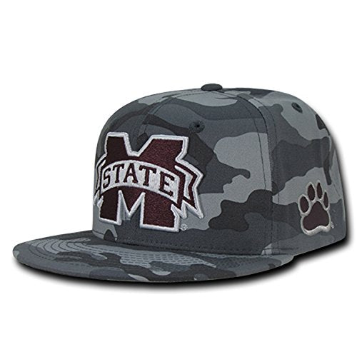 Mississippi State University MSSTATE Bulldogs NCAA Flat Bill Gray Camo Camouflage Cotton Snapback Baseball Cap Hat