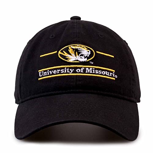 The Game NCAA Adult Bar Hat - Garment Washed Twill - Embroidered Design - Elevate Your Style and Show Your Team Spirit (Missouri Tigers - Black, Adult Adjustable)