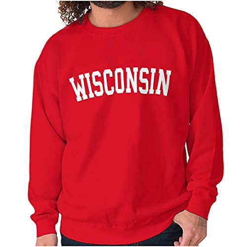 Wisconsin Simple Traditional Classic Sweatshirt for Men or Women Red