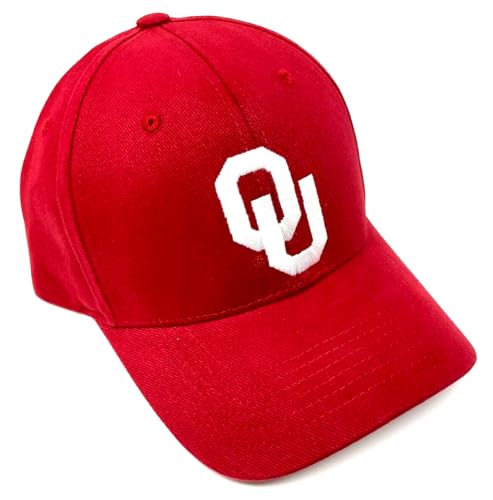 National Cap MVP Oklahoma Sooners Logo Solid Crimson Red Curved Bill Adjustable Hat