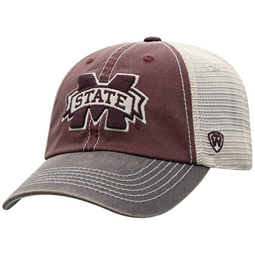 Top of the World Mississippi State Bulldogs Men's Relaxed Fit Adjustable Mesh Offroad Hat Team Color Icon, Adjustable, Mississippi State Bulldogs Maroon