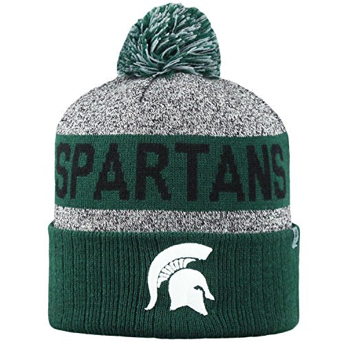 Top of the World NCAA Arctic Striped Cuffed Knit Pom Beanie Hat-Michigan State Spartans