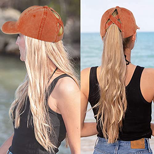 Women\'s Criss-Cross Ponytail Trucker Hat - Snapback Cotton Adjustable Women main image 4