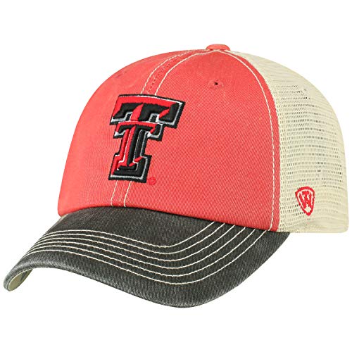 Top of the World Texas Tech Red Raiders Men's Relaxed Fit Adjustable Mesh Offroad Hat Team Color Icon, Adjustable
