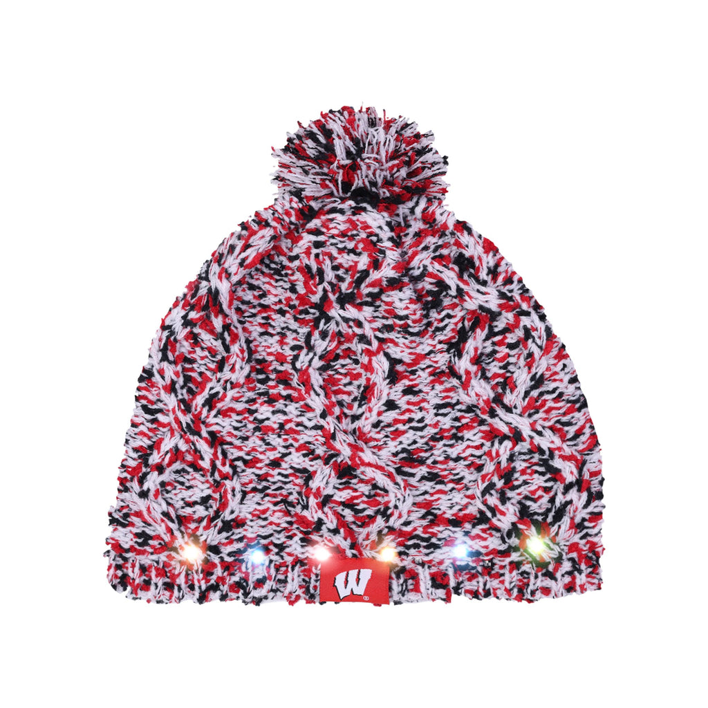 Wisconsin Badgers Womens Chunky Light Up Beanie Hat - NCAA Team Color, One Size Cuffless Knit Cap