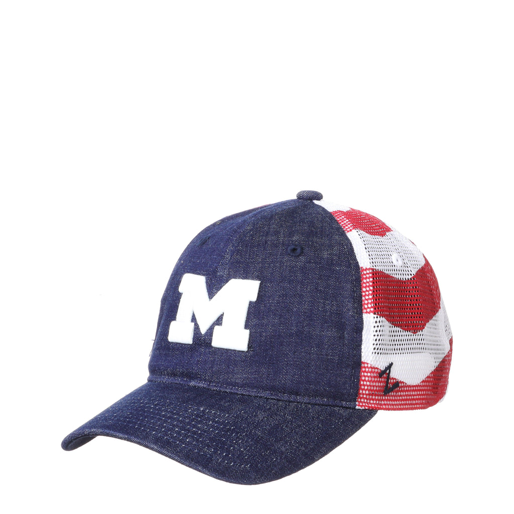 Michigan Wolverines Red White and Blue Anthem Flag Hat
