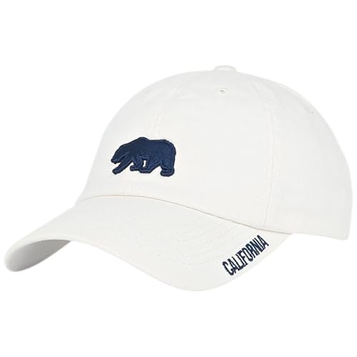 E BY ELIDAN California Bear Dad Hat, Low Profile Embroidered, White