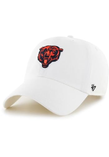47 NFL Unisex Adult Alternate Clean Up Primary Logo Adjustable Hat Cap One Size (US, Alpha, One Size, Chicago Bears - White, Chicago Bears)