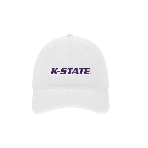 Kansas State University Vintage Beach Washed Cotton Twill Baseball Hat with K-State Logo (Cotton, White)