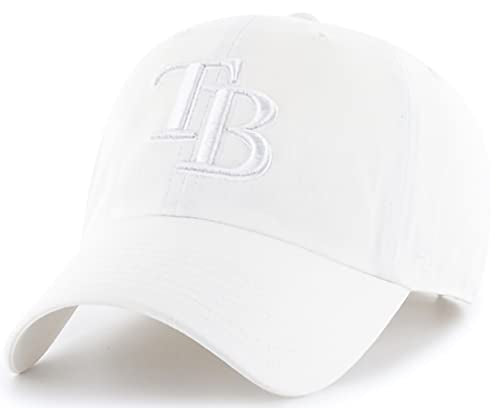 '47 MLB White/White Clean Up Adjustable Hat Cap, Adult One Size (Tampa Bay Rays White/White)