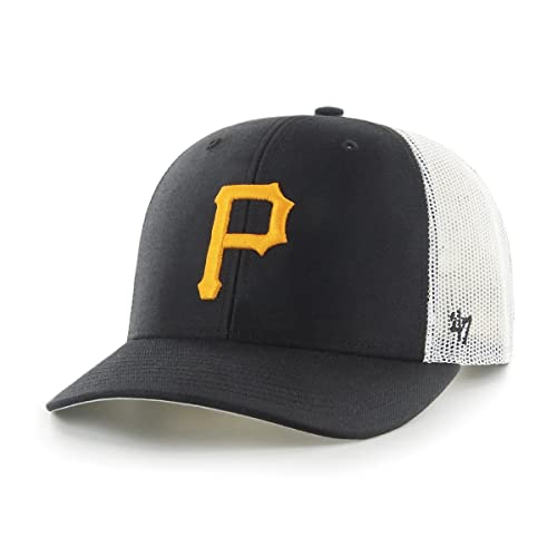 '47 MLB Trucker Snapback Adjustable Hat, Adult One Size Fits All - Pittsburgh Pirates, Pittsburgh Pirates Black