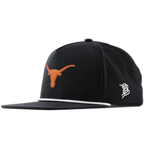 Branded Bills Texas Longhorns Flat 5 Panel Rope Hat for Men Adjustable Snapback Baseball Cap Black