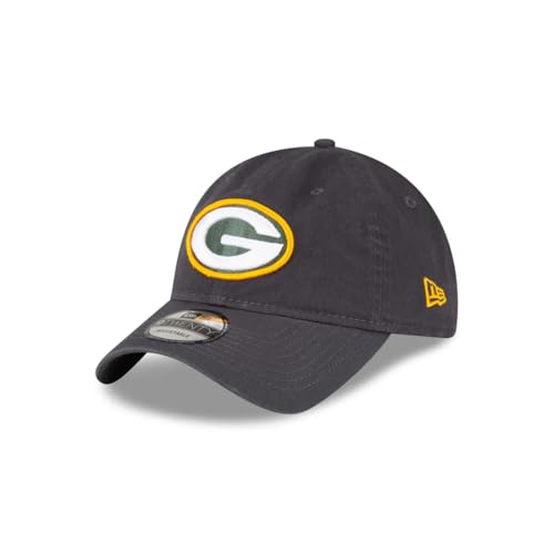 New Era NFL Core Classic 9TWENTY Graphite Adjustable Hat Cap - One Size (US, Alpha, One Size, Green Bay Packers)
