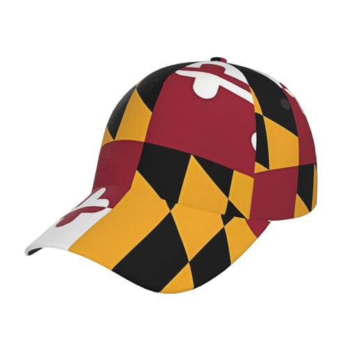 YILEQUAN Baseball Cap for Women Men,Flag of Maryland - Adjustable Baseball Hat Baseball Cap Trucker Hat Black