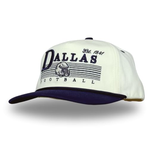 Vintage Football | Snapback Unstructured Rope Hat (Dallas | Navy) | Premium Embroidery | Adjustable Snapback | Soft Low-Profile Frame | Cotton | Unisex | Retro Gameday Tailgate Football Style