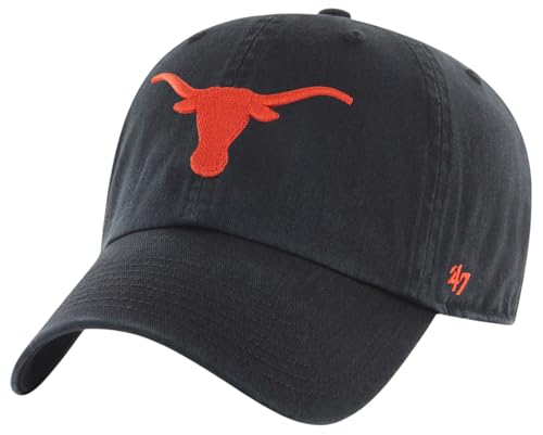 47 NCAA Unisex-Adult Clean Up Adjustable Hat Cap One Size (US, Alpha, One Size, Texas Longhorns - Black)