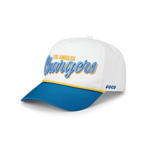 FOCO Los Angeles Chargers NFL Monty Script Marquee RF Cap - White/Blue Raz