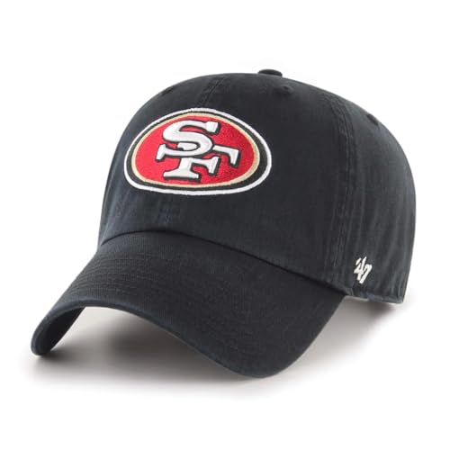 47 NFL Unisex Adult Alternate Clean Up Primary Logo Adjustable Hat Cap One Size (US, Alpha, One Size, San Francisco 49ers - Black, San Francisco 49ers)