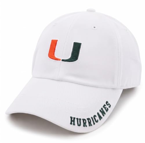 University of Miami Hurricanes White Relaxed Fit Unisex Hat Embroidered 'U' | Officially Licensed, Unstructured Design, Iconic 'U' Embroidery, Everyday Wear, Broken-In Feel