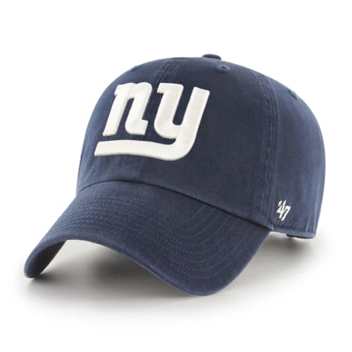 47 NFL Unisex Adult Clean Up Throwback Logo Adjustable Hat Cap One Size (US, Alpha, One Size, New York Giants - Navy Throwback Logo, New York Giants)
