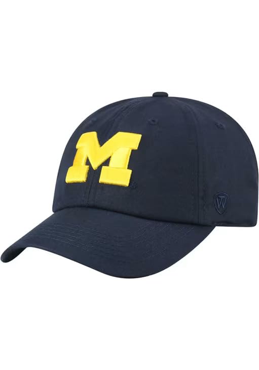Michigan Blue Staple Adjustable Hat – Men’s/Women’s Unstructured Low Crown Baseball Cap, Cotton Curved Bill, Team Logo Strapback