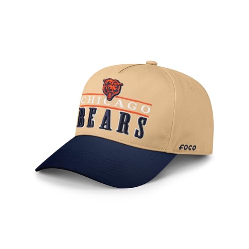FOCO Chicago Bears NFL Signature Bars Marquee RF Cap - Khaki/Navy