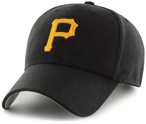 Officially Licensed Pittsburgh Baseball Black MVP Hat Classic Pirates P Yellow Embroidery Adjustable Structured Sports Cap