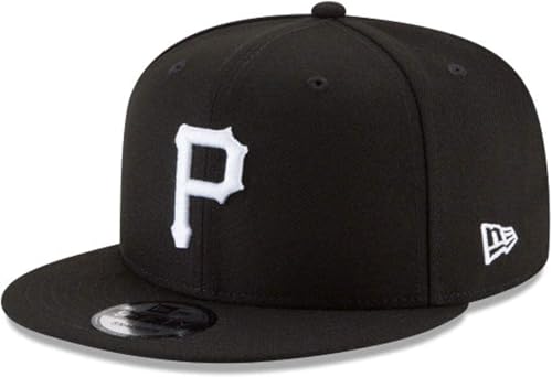 New Era Unisex-Adult MLB 9Fifty Black White Primary Logo Adjustable Snapback Hat Cap One Size Fits All - Pittsburgh Pirates Black White