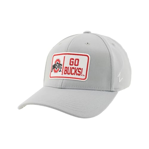 ZHATS Men's Standard NCAA Officially Licensed Fitted Hat ZH Patch Defer Light Gray, Grey, Large