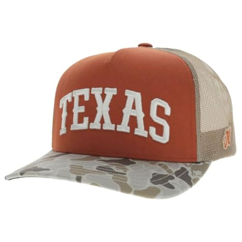 HOOEY Men's University of Texas Officially Licensed Collegiate Adjustable Snapback Hat Orange/Camo