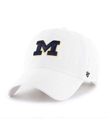 47 Michigan Wolverines Hat Mens Womens Clean Up Adjustable Cap, White