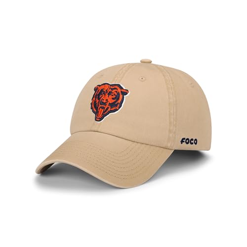 FOCO Chicago Bears NFL Primary Logo Casual Cap - Khaki