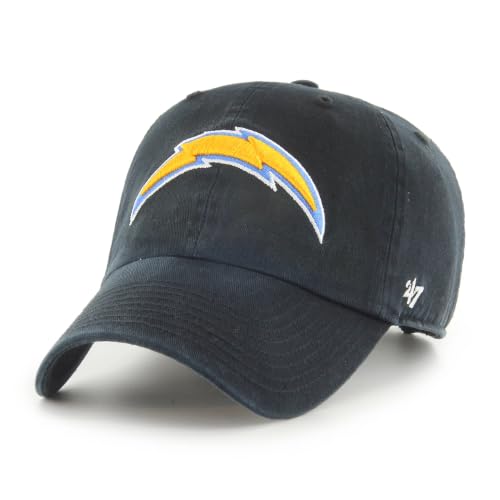 47 NFL Unisex Adult Alternate Clean Up Primary Logo Adjustable Hat Cap One Size (US, Alpha, One Size, Los Angeles Chargers - Black, Los Angeles Chargers)