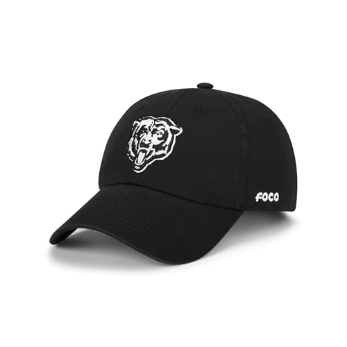 FOCO Chicago Bears NFL Black & White Casual Cap - Black