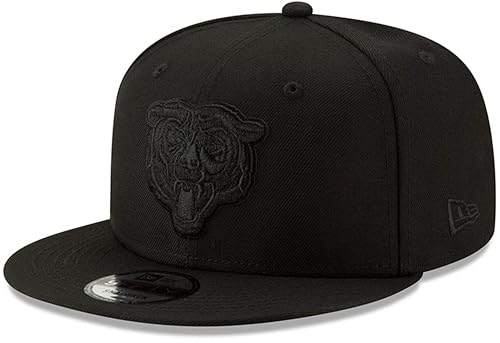 New Era NFL 9FIFTY Black On Black Adjustable Snapback Hat Cap One Size Fits All (Chicago Bears)