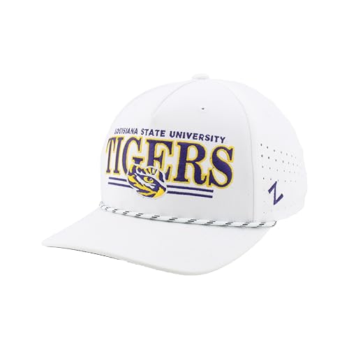 LSU Tigers NCAA Officially Licensed Rope Hat Snapback Performance Regalia White