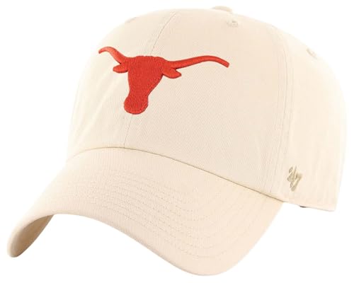 47 NCAA Unisex-Adult Clean Up Adjustable Hat Cap One Size (US, Alpha, One Size, Texas Longhorns - Natural)