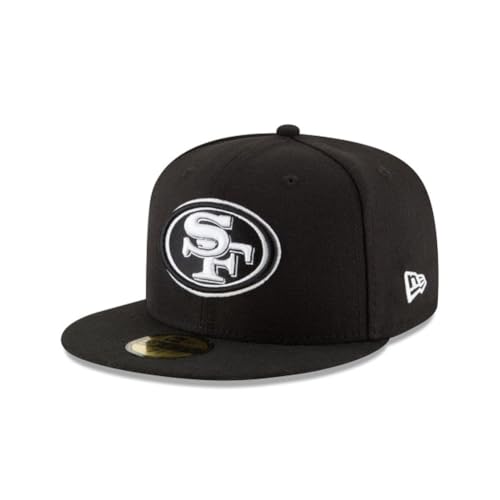 New Era NFL 59FIFTY San Francisco 49ers Black White Authentic Collection Fitted On Field Football Cap Hat - 7