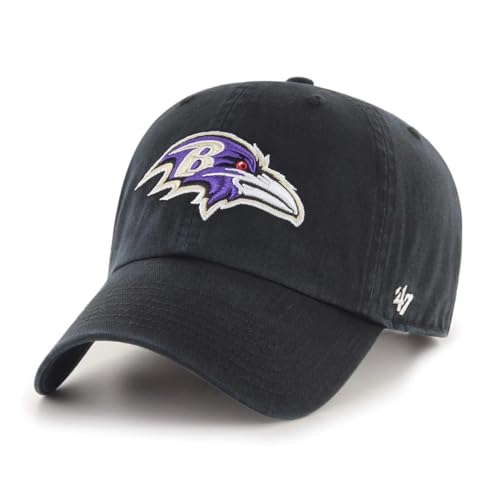 47 NFL Unisex Adult Clean Up Primary Logo Adjustable Hat Cap One Size (US, Alpha, One Size, Baltimore Ravens - Black, Baltimore Ravens)