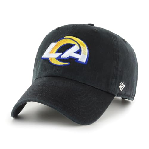 47 NFL Unisex Adult Alternate Clean Up Primary Logo Adjustable Hat Cap One Size (US, Alpha, One Size, Los Angeles Rams - Black, Los Angeles Rams)