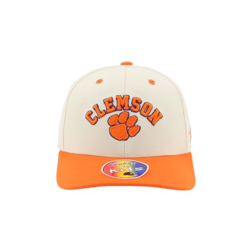 Clemson Tigers NCAA Officially Licensed Youth Hat Adjustable Competitor Arch Over Ivory