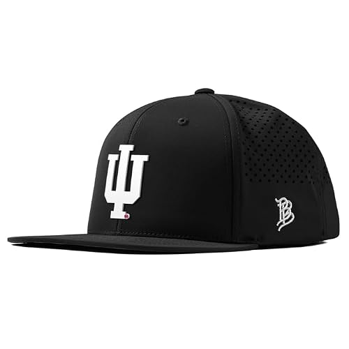 Branded Bills Officially Licensed x Indiana Hoosiers Black Flat Performance Whiteout Indiana Team Logo PVC