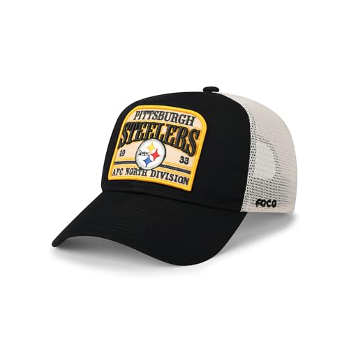 FOCO Pittsburgh Steelers NFL Truckstop Patch Trucker RF Cap - Black
